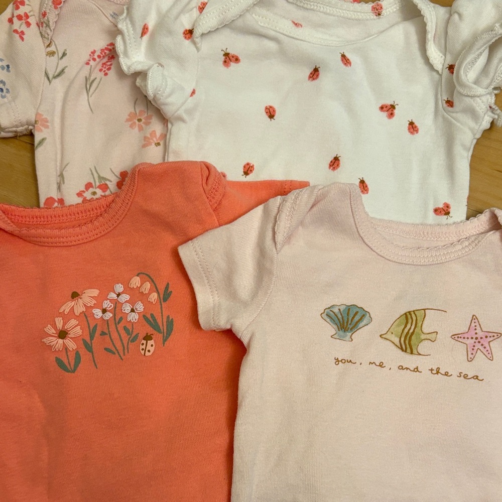 Floral and Seashell Girls Onesie Bundle